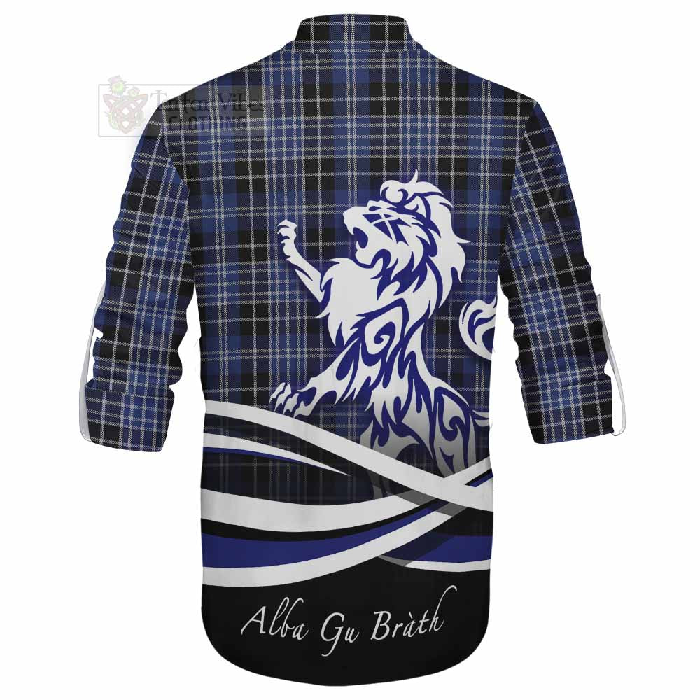 Tartan Vibes Clothing Clark (Clarke) Tartan Ghillie Kilt Shirt with Alba Gu Brath Regal Lion Emblem