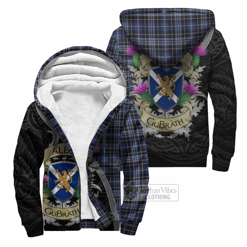 Tartan Vibes Clothing Clark (Clarke) Tartan Family Crest Sherpa Hoodie Lion Rampant Royal Thistle Shield Celtic Inspired