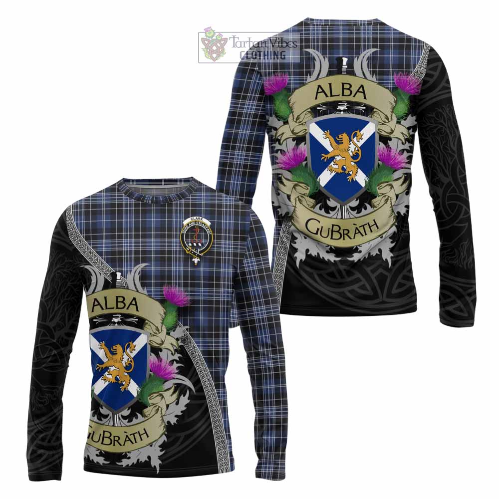 Tartan Vibes Clothing Clark (Clarke) Tartan Family Crest Long Sleeve T-Shirt Lion Rampant Royal Thistle Shield Celtic Inspired