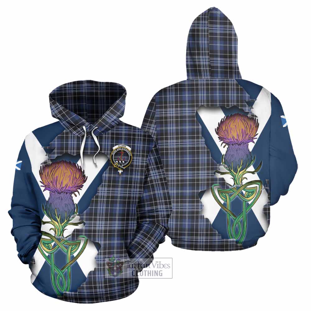 Tartan Vibes Clothing Clark (Clarke) Tartan Family Crest Hoodie Scottish Thistle Celtic Inspired