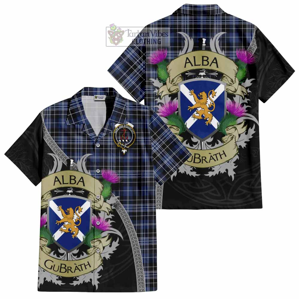 Tartan Vibes Clothing Clark (Clarke) Tartan Family Crest Short Sleeve Button Shirt Lion Rampant Royal Thistle Shield Celtic Inspired