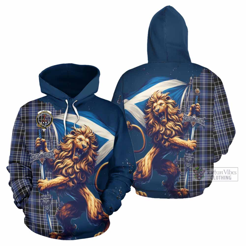 Clark (Clarke) Tartan Family Crest Hoodie with Scottish Majestic Lion