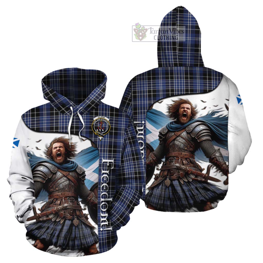Tartan Vibes Clothing Clark (Clarke) Crest Tartan Cotton Hoodie Inspired by the Freedom of Scottish Warrior