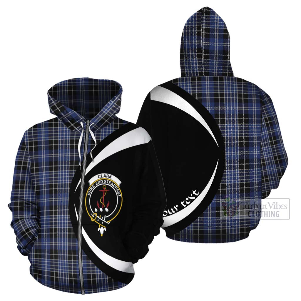 Tartan Vibes Clothing Clark (Clarke) Tartan Cotton Hoodie with Family Crest Circle Style