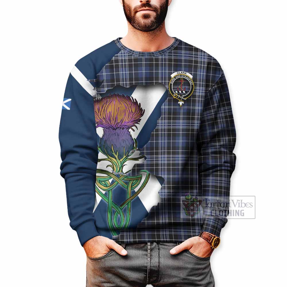 Tartan Vibes Clothing Clark (Clarke) Tartan Family Crest Sweatshirt Scottish Thistle Celtic Inspired