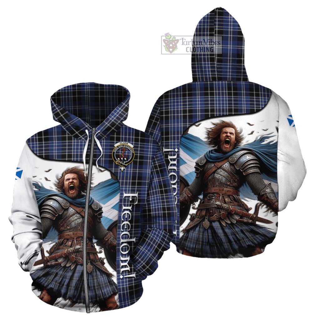 Tartan Vibes Clothing Clark (Clarke) Crest Tartan Cotton Hoodie Inspired by the Freedom of Scottish Warrior