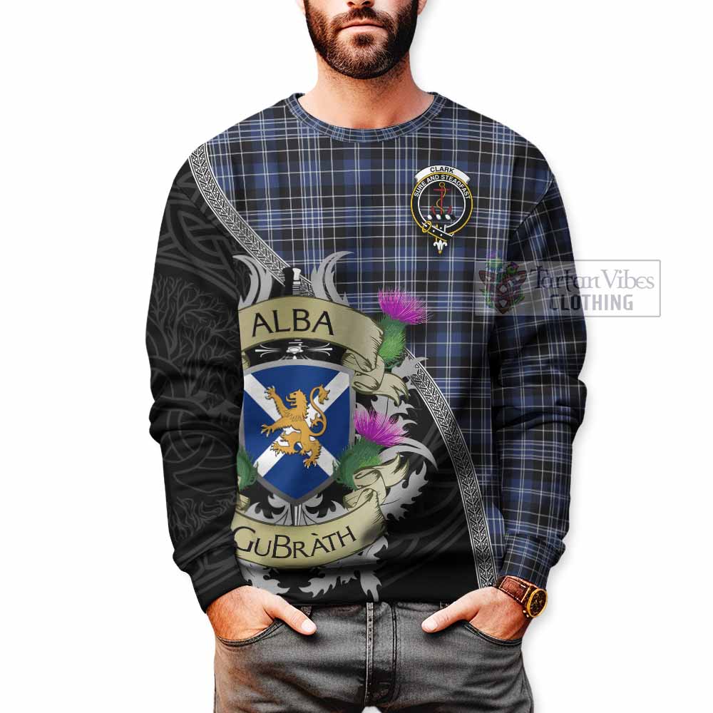 Tartan Vibes Clothing Clark (Clarke) Tartan Family Crest Sweatshirt Lion Rampant Royal Thistle Shield Celtic Inspired
