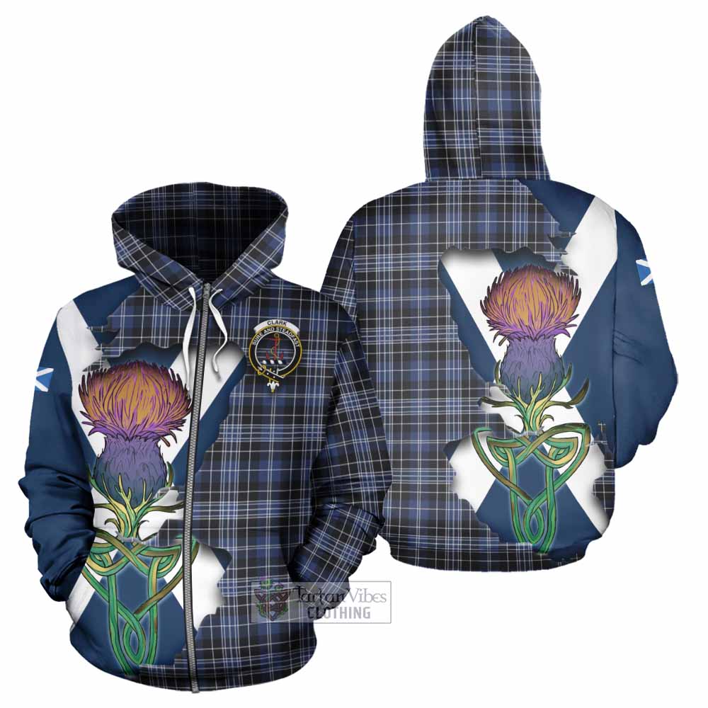 Tartan Vibes Clothing Clark (Clarke) Tartan Family Crest Hoodie Scottish Thistle Celtic Inspired