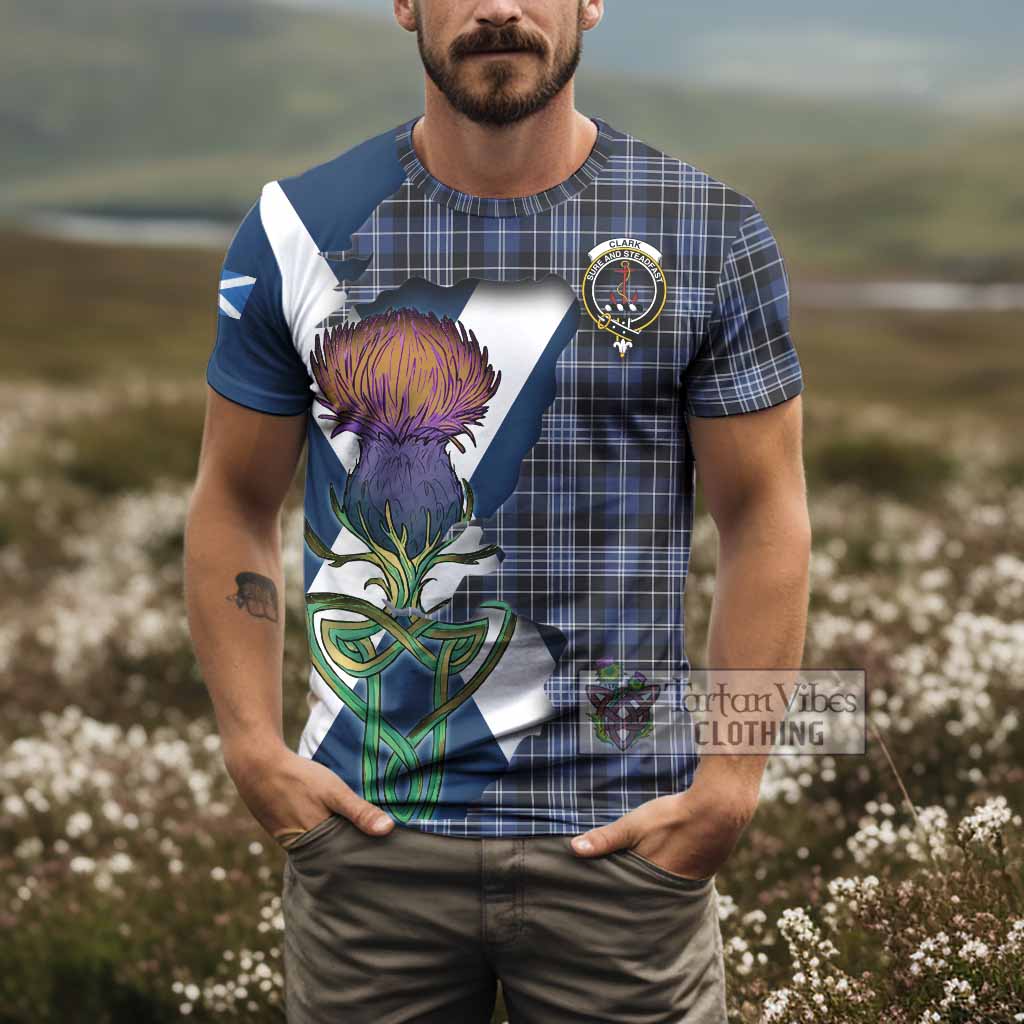 Tartan Vibes Clothing Clark (Clarke) Tartan Family Crest T-Shirt Scottish Thistle Celtic Inspired