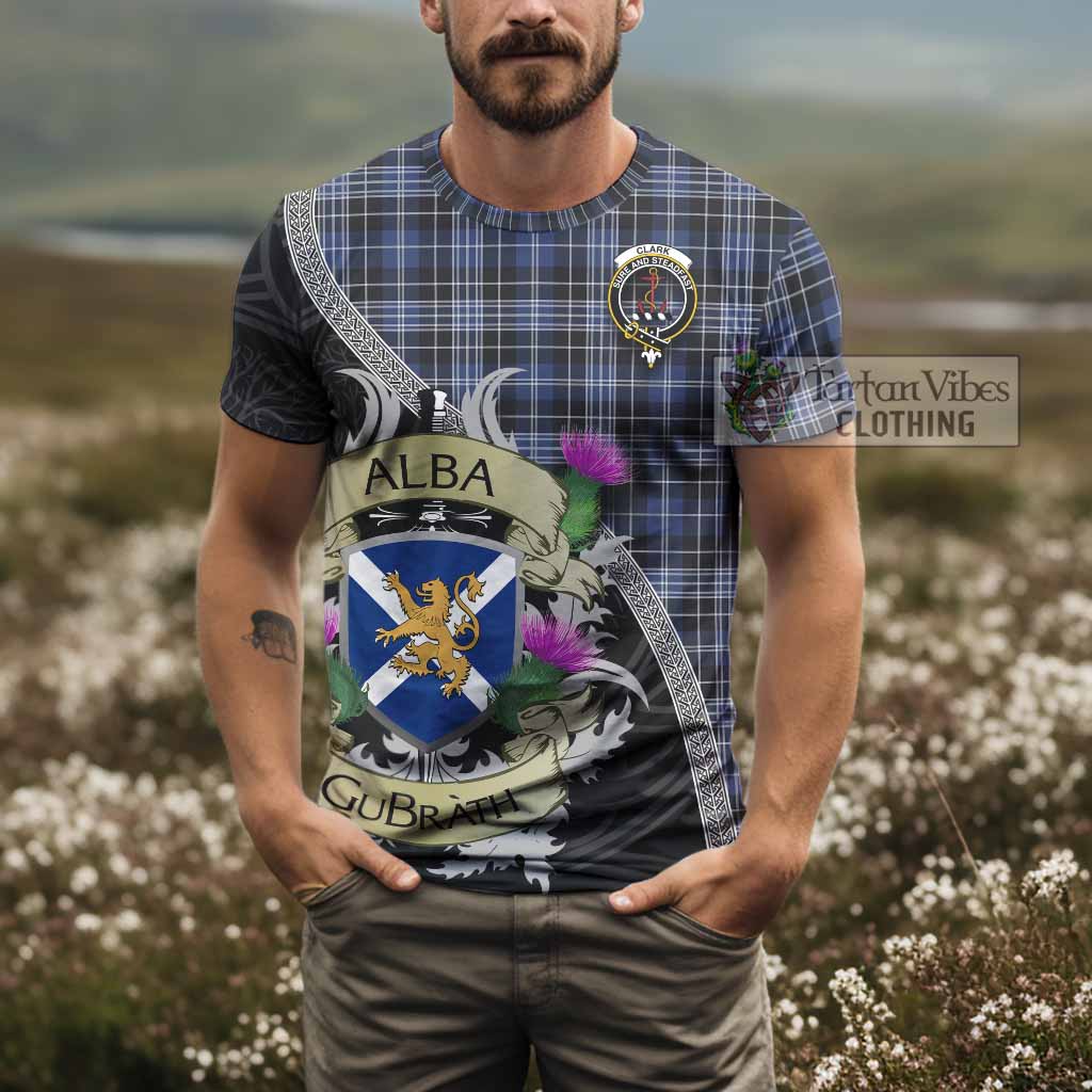 Tartan Vibes Clothing Clark (Clarke) Tartan Family Crest T-Shirt Lion Rampant Royal Thistle Shield Celtic Inspired