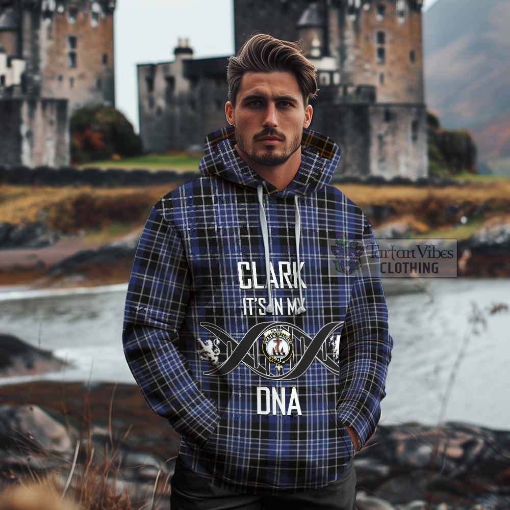 Tartan Vibes Clothing Clark (Clarke) Tartan Cotton Hoodie with Family Crest DNA In Me Style
