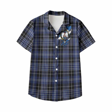 Clark (Clarke) Clan Crest In Me Tartan Kid Hawaiian Shirt Scotland Flag Style