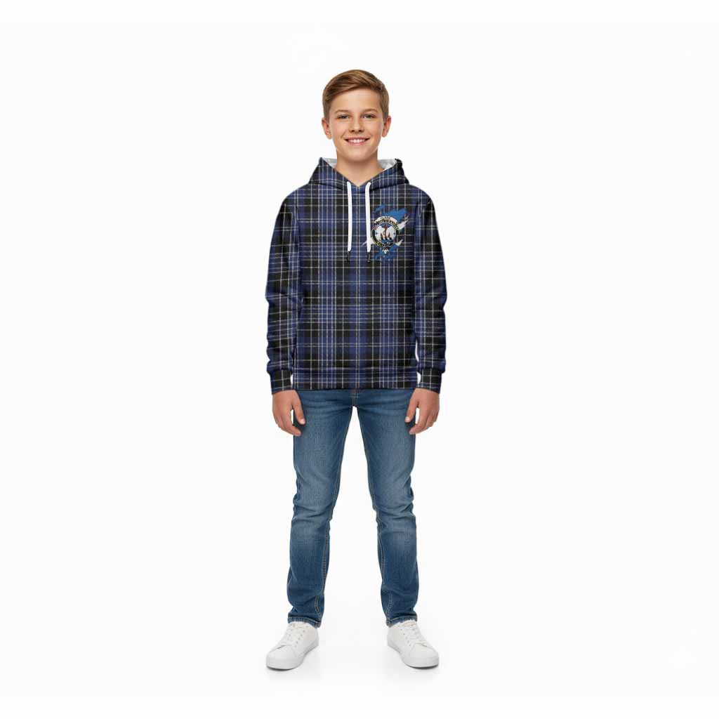 Clark (Clarke) Clan Crest In Me Tartan Kid Hoodie Scotland Flag Style
