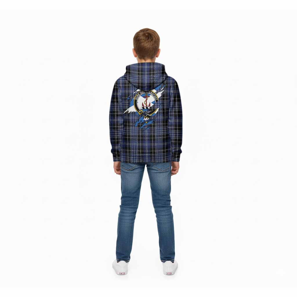 Clark (Clarke) Clan Crest In Me Tartan Kid Hoodie Scotland Flag Style