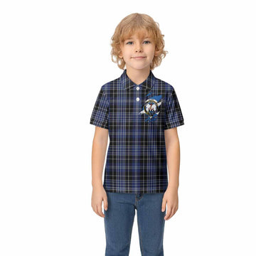 Clark (Clarke) Clan Crest In Me Tartan Kid Polo Shirt Scotland Flag Style