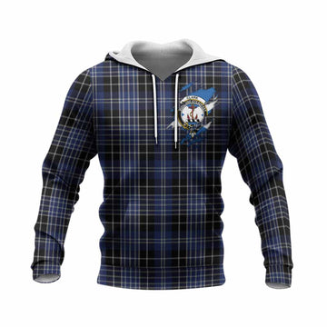 Clark (Clarke) Clan Crest In Me Tartan Knitted Hoodie Scotland Flag Style