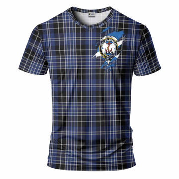 Clark (Clarke) Clan Crest In Me Tartan T-Shirt Scotland Flag Style