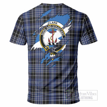 Clark (Clarke) Clan Crest In Me Tartan T-Shirt Scotland Flag Style
