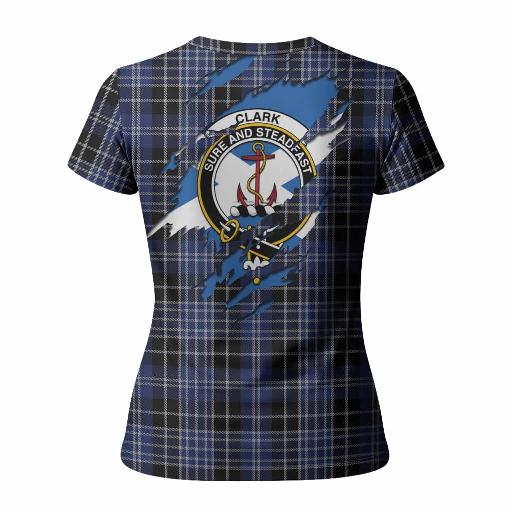 Clark (Clarke) Clan Crest In Me Tartan Women T shirt Scotland Flag Style