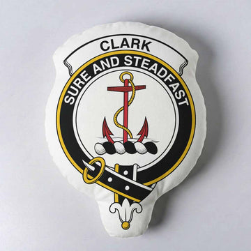 Clark (Clarke) Clan Crest Shaped Throw Pillow, Scottish Clan Badge Decorative Pillow