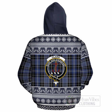 Clark (Clarke) Clan Tartan Christmas Cotton Hoodie with Family Crest
