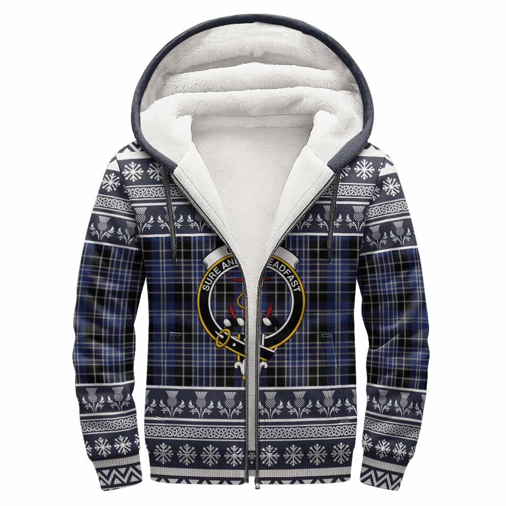 Clark (Clarke) Clan Tartan Christmas Fleece Hoodie with Family Crest - Tartan Vibes Clothing