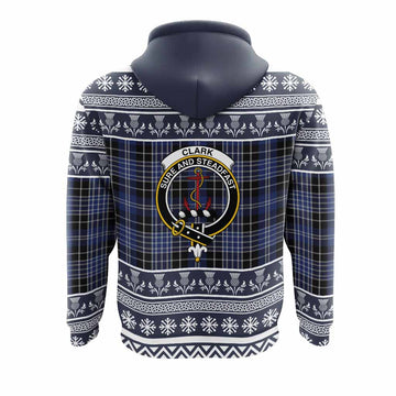 Clark (Clarke) Clan Tartan Christmas Hoodie with Family Crest