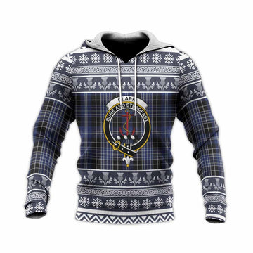 Clark (Clarke) Clan Tartan Christmas Knitted Hoodie with Family Crest