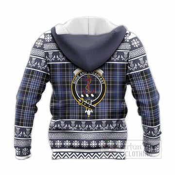 Clark (Clarke) Clan Tartan Christmas Knitted Hoodie with Family Crest