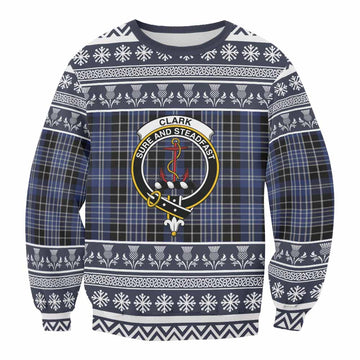 Clark (Clarke) Clan Tartan Christmas Sweatshirt with Family Crest