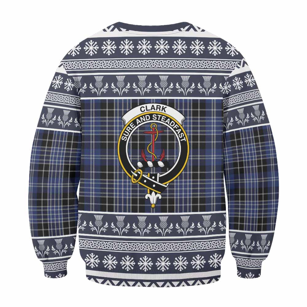 Clark (Clarke) Clan Tartan Christmas Sweatshirt with Family Crest - Tartan Vibes Clothing
