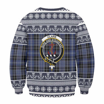 Clark (Clarke) Clan Tartan Christmas Sweatshirt with Family Crest