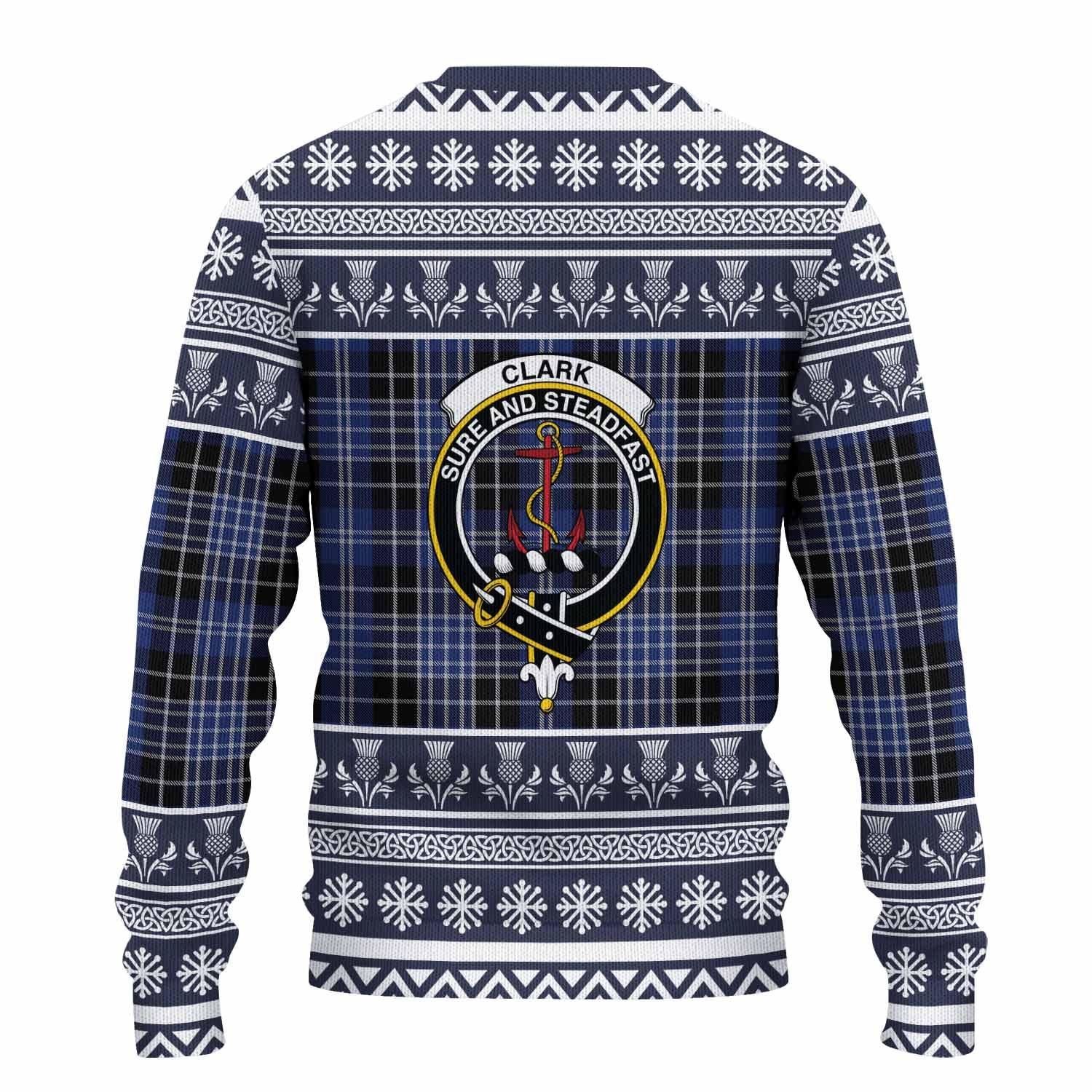 Clark (Clarke) Clan Tartan Christmas Ugly Sweater with Family Crest - Tartan Vibes Clothing