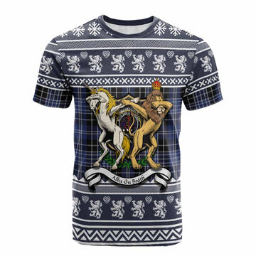 Clark (Clarke) Clan Tartan Crest Christmas Cotton T-shirt Coat of Arms Funny Style