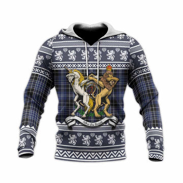 Clark (Clarke) Clan Tartan Crest Christmas Knitted Hoodie Coat of Arms Funny Style