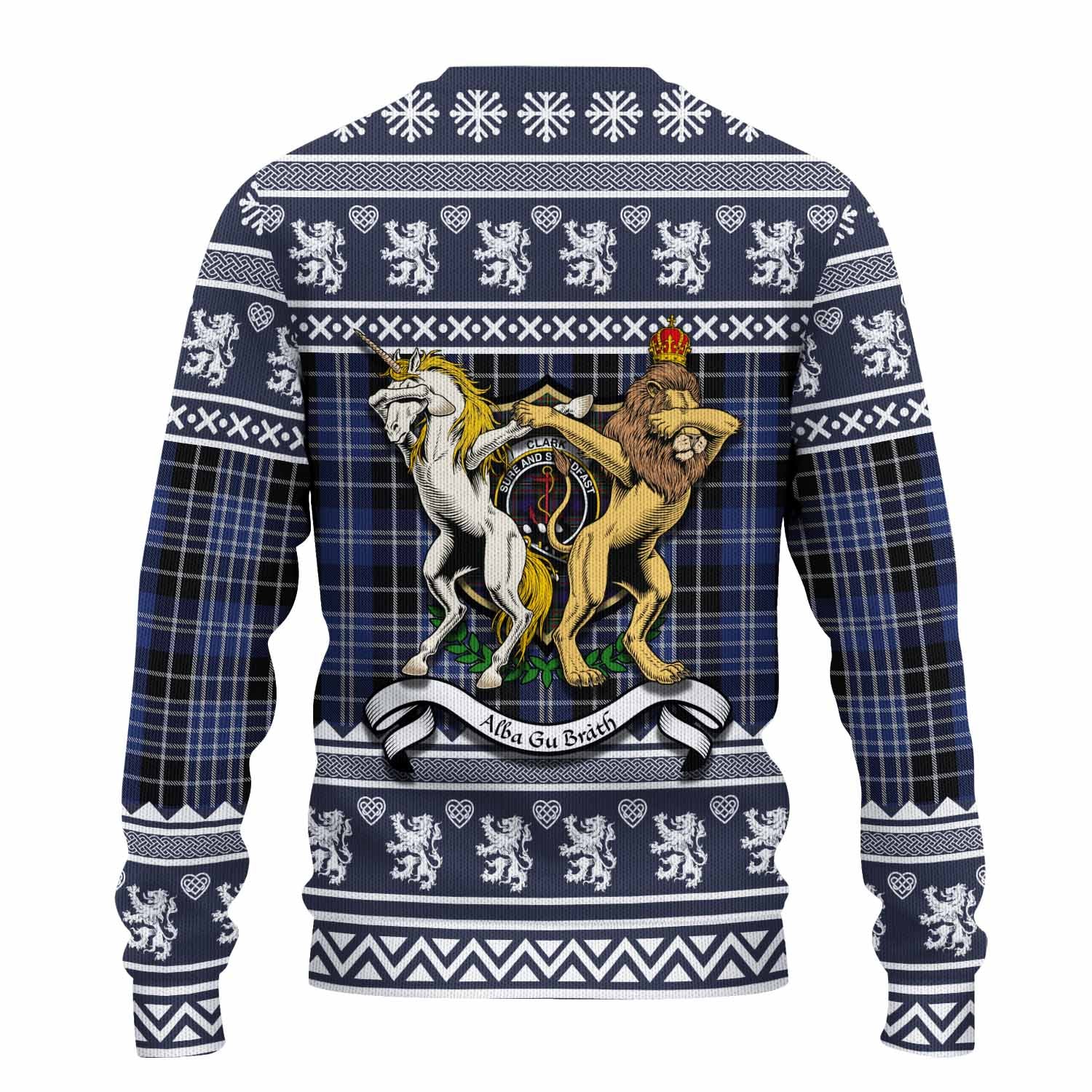 Clark (Clarke) Clan Tartan Crest Christmas Ugly Sweater Coat of Arms Funny Style - Tartan Vibes Clothing