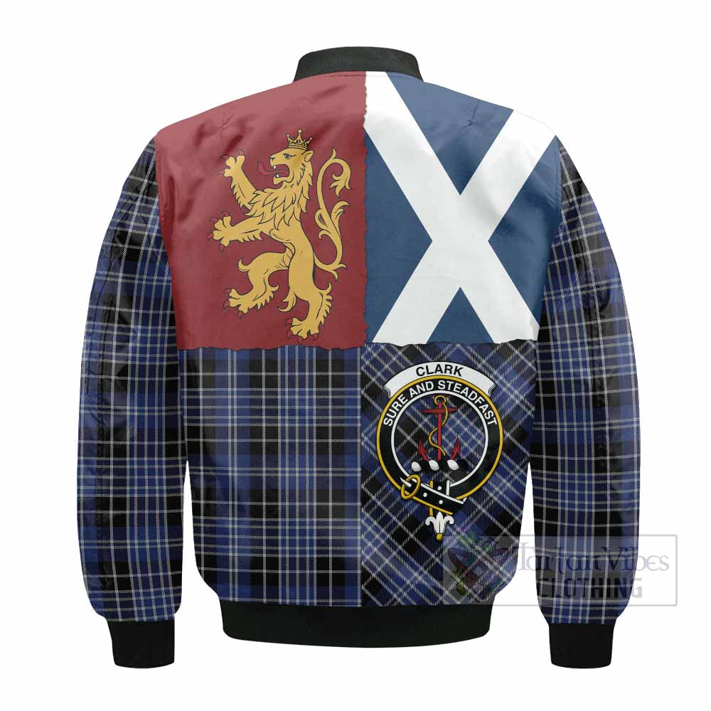 Clark (Clarke) Crest Tartan Bomber Jacket with Lion Rampant Saltire Style