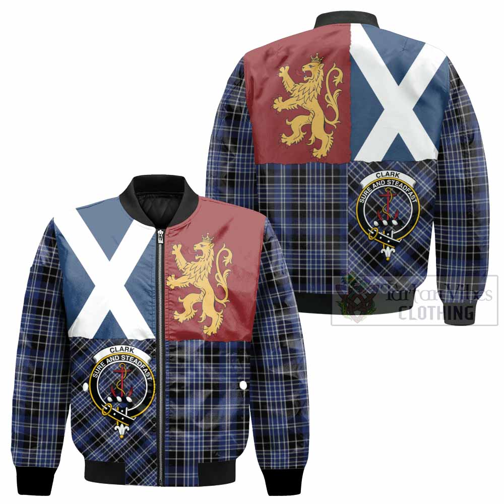 Clark (Clarke) Crest Tartan Bomber Jacket with Lion Rampant Saltire Style