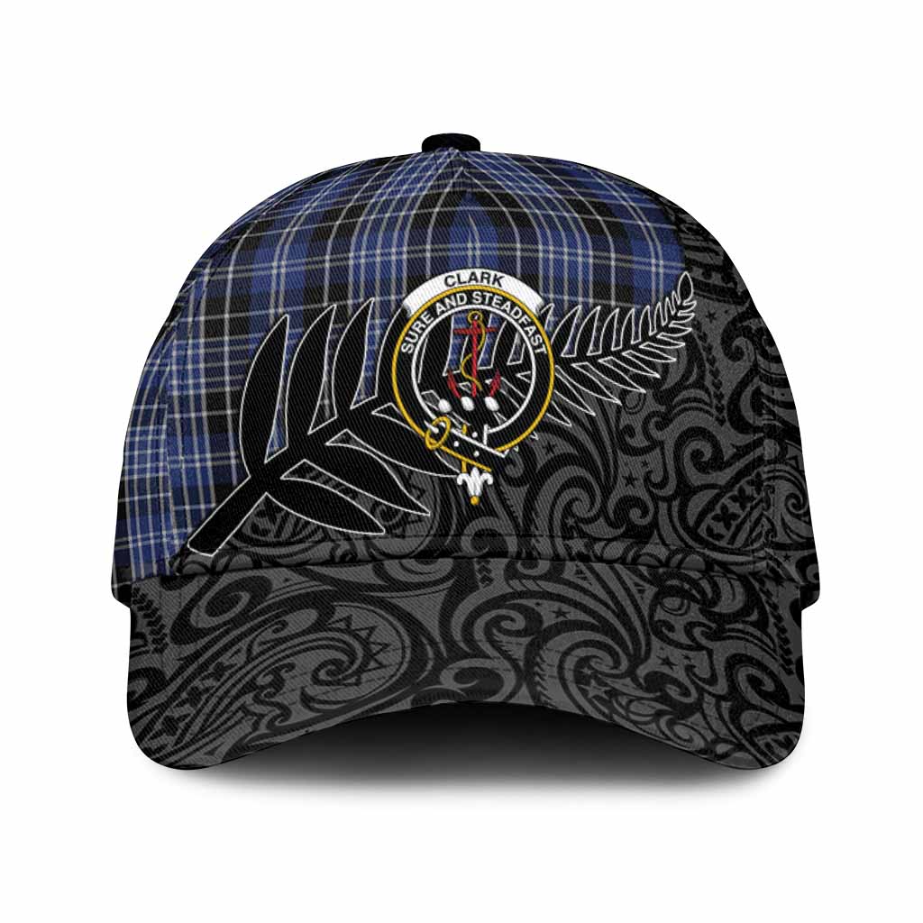 Clark (Clarke) Crest Tartan Classic Cap with New Zealand Silver Fern Half Style