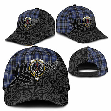 Clark (Clarke) Crest Tartan Classic Cap with New Zealand Silver Fern Half Style