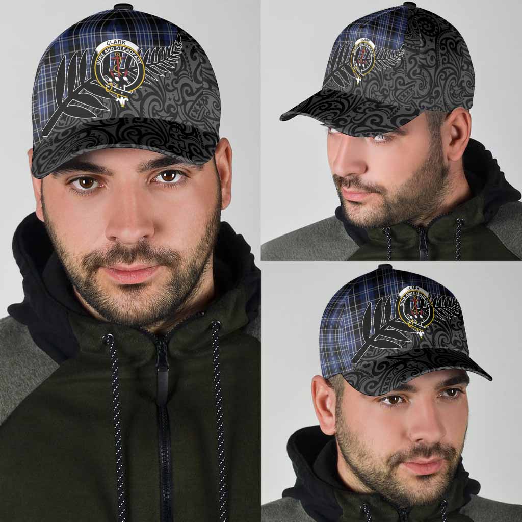 Clark (Clarke) Crest Tartan Classic Cap with New Zealand Silver Fern Half Style