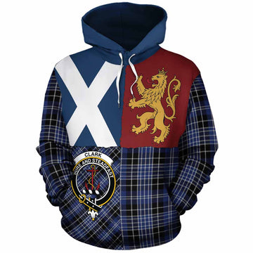 Clark (Clarke) Crest Tartan Cotton Hoodie with Lion Rampant Saltire Style