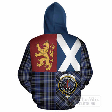 Clark (Clarke) Crest Tartan Cotton Hoodie with Lion Rampant Saltire Style