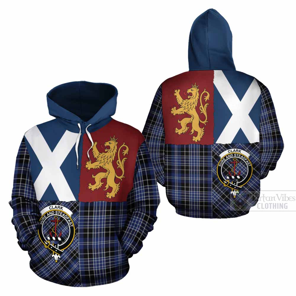 Clark (Clarke) Crest Tartan Cotton Hoodie with Lion Rampant Saltire Style - Tartan Vibes Clothing