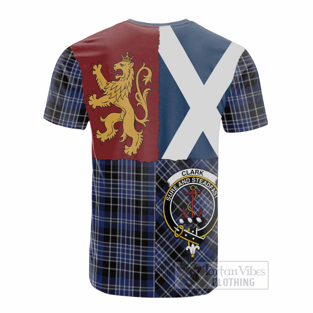 Clark (Clarke) Crest Tartan Cotton T-shirt with Lion Rampant Saltire Style - Tartan Vibes Clothing