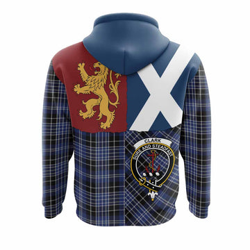 Clark (Clarke) Crest Tartan Hoodie with Lion Rampant Saltire Style