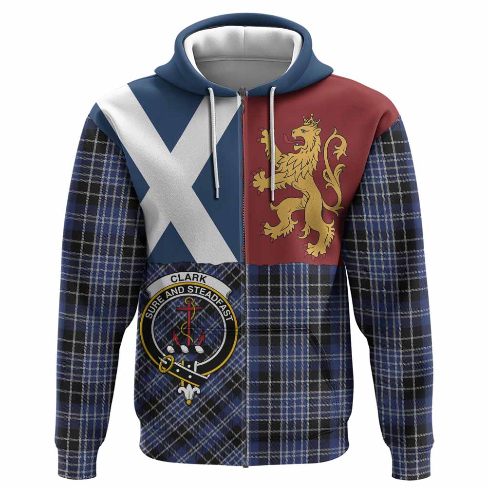 Clark (Clarke) Crest Tartan Hoodie with Lion Rampant Saltire Style