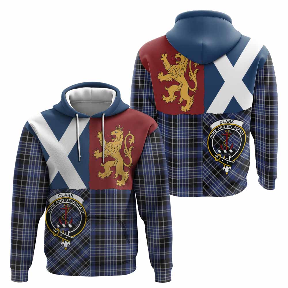 Clark (Clarke) Crest Tartan Hoodie with Lion Rampant Saltire Style