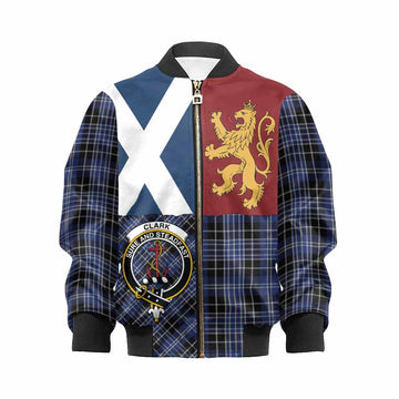 Clark (Clarke) Crest Tartan Kid Bomber Jacket with Lion Rampant Saltire Style