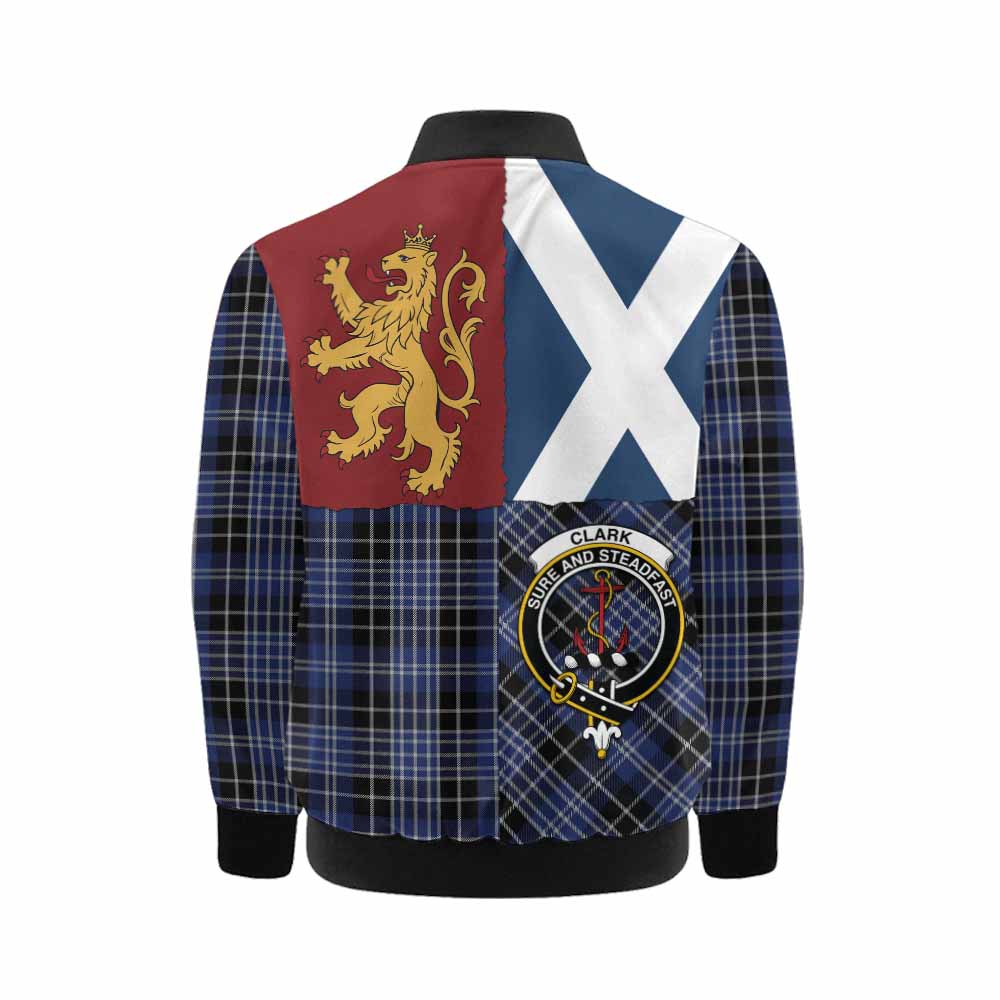 Clark (Clarke) Crest Tartan Kid Bomber Jacket with Lion Rampant Saltire Style - Tartan Vibes Clothing
